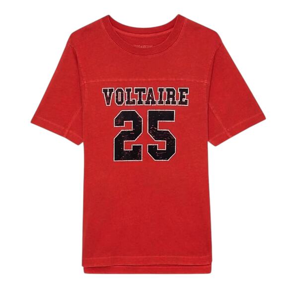 ZADIG & VOLTAIRE Bow Embellished Tee in Red S - Picture 1 of 10